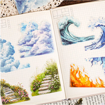 Nature Series PET Stickers Floral Forest Sky Ocean Elements