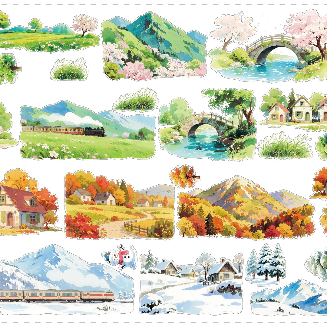 Landscape Tape-Spring / Summer / Autumn / Winter Town