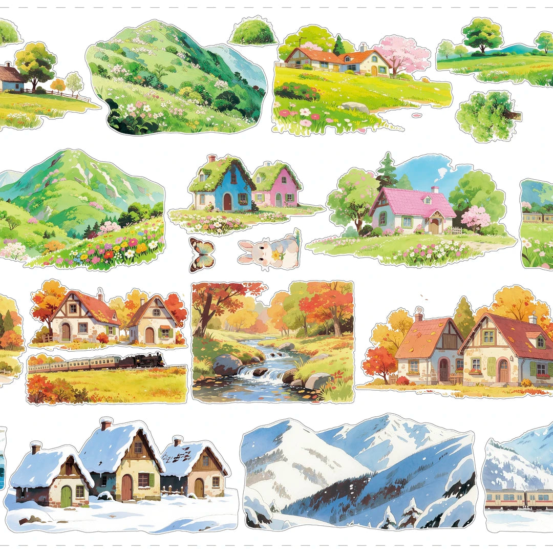 Landscape Tape-Spring / Summer / Autumn / Winter Town