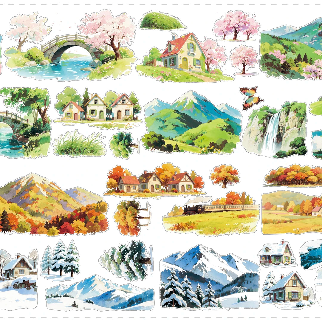 Landscape Tape-Spring / Summer / Autumn / Winter Town