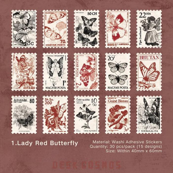 Romantic Washi Stickers Stamp Theme Floral Butterfly