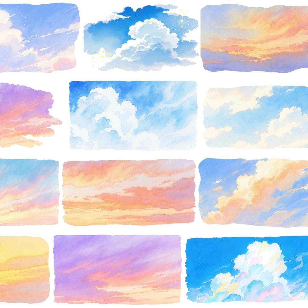 No.2 Vintage Colorful Sky Cloud Rainbow PET Tape