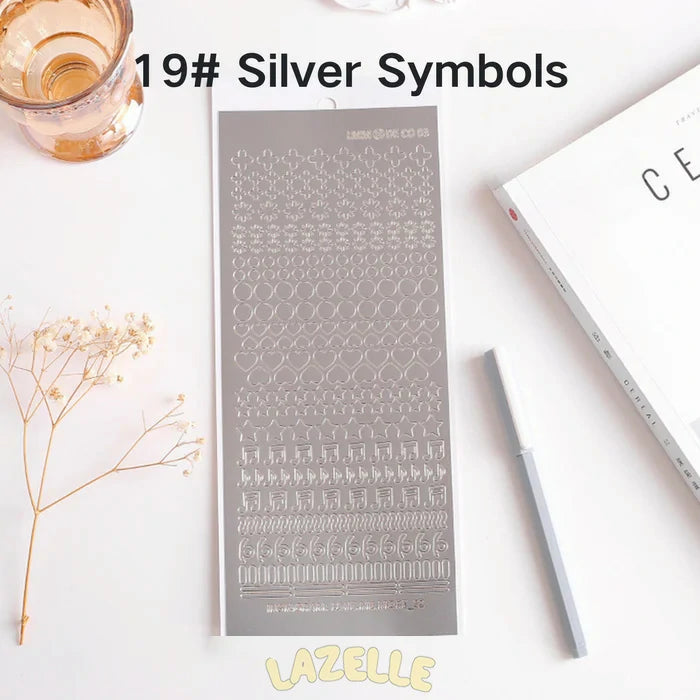 Gold and Silver Foil Alphabet Stickers for DIY Journaling and Scrapbooking