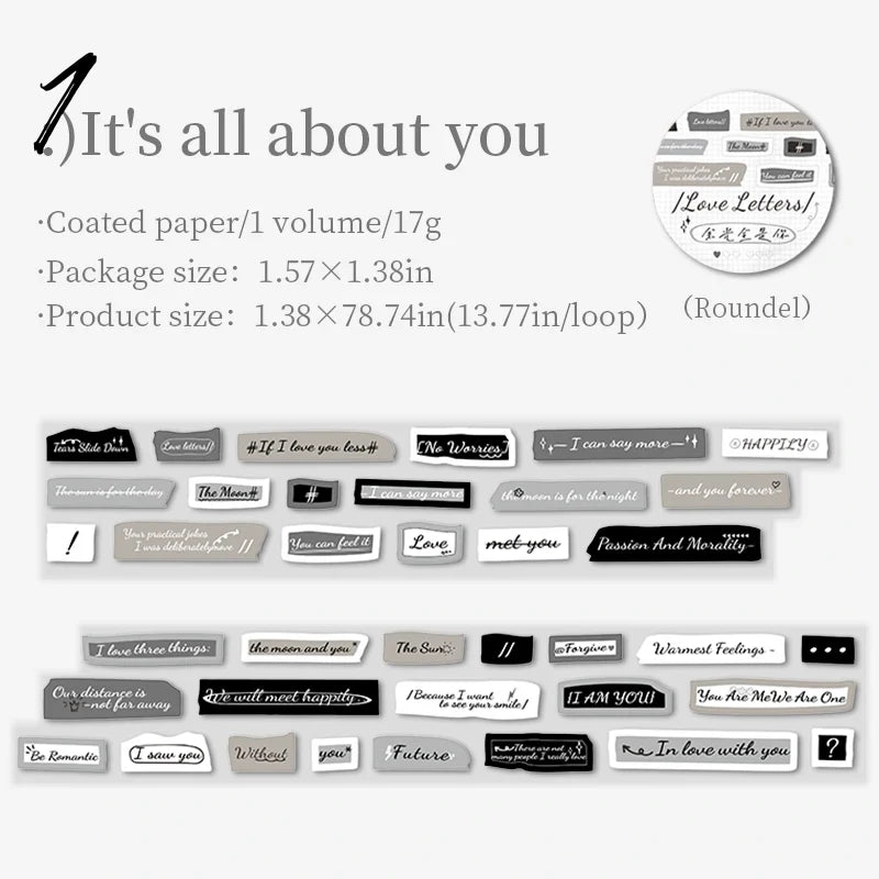English Poem & Letter Tape Stickers – DIY Journal Pack