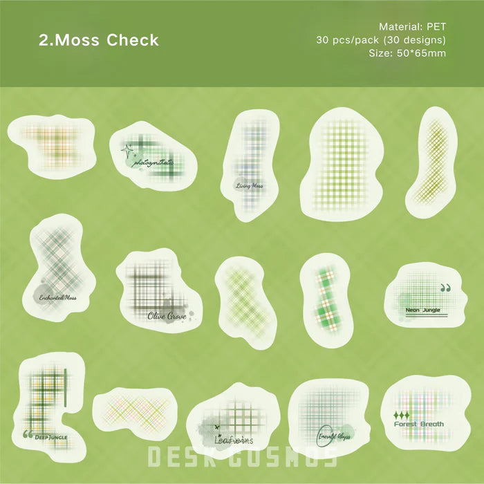 Cute Grid PET Stickers Background Set