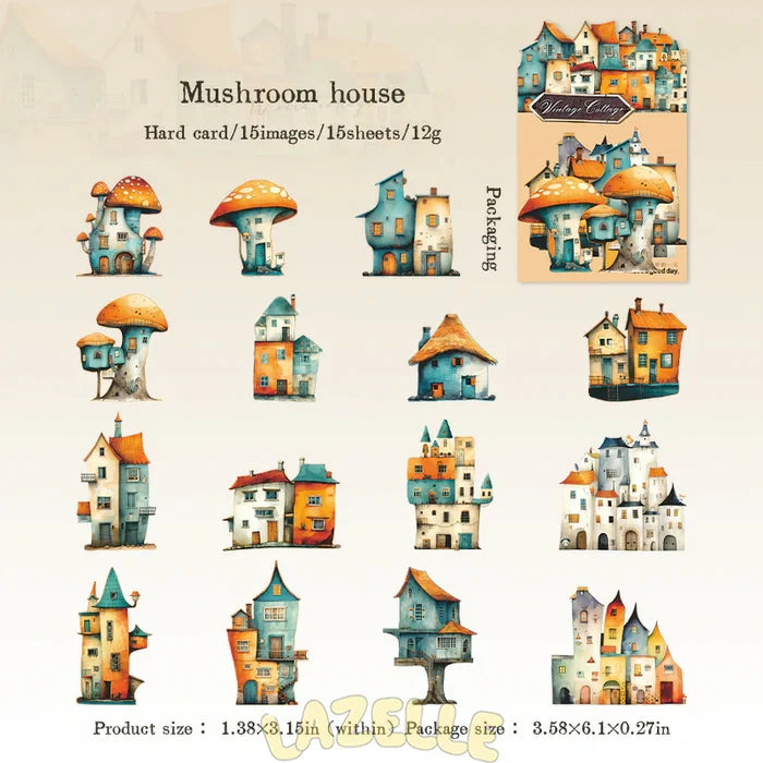 Cartoon Stickers Weird Cottage Retro