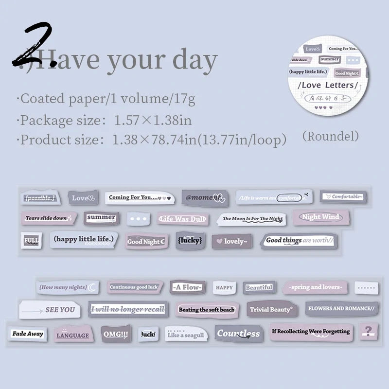 English Poem & Letter Tape Stickers – DIY Journal Pack