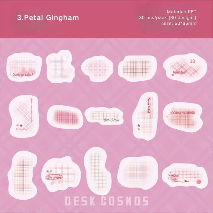 Cute Grid PET Stickers Background Set