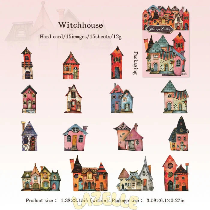 Cartoon Stickers Weird Cottage Retro