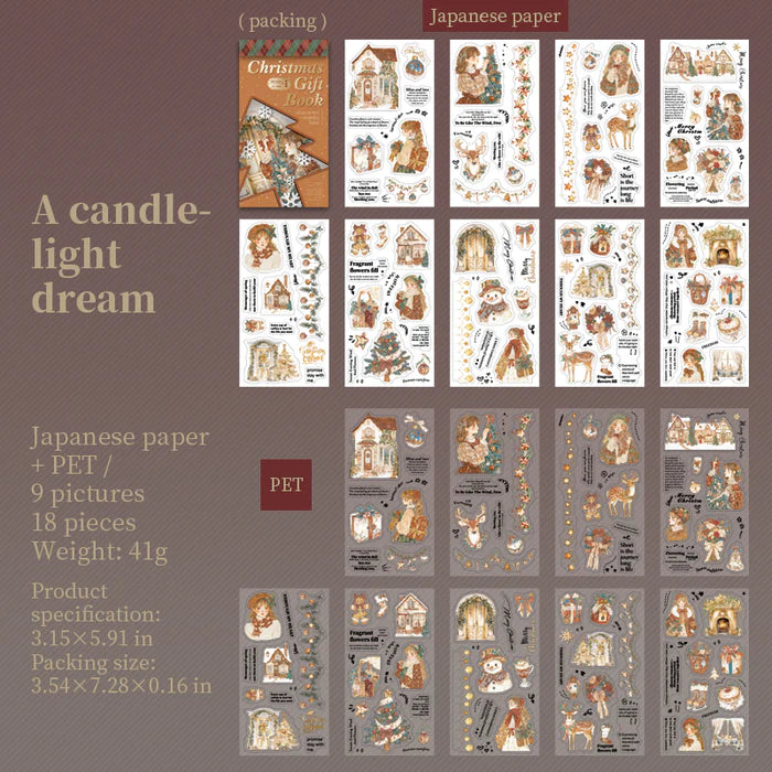 Christmas Stickers Gift Book PET Washi Characters