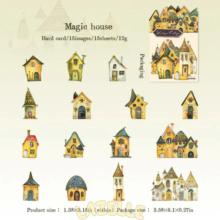 Cartoon Stickers Weird Cottage Retro