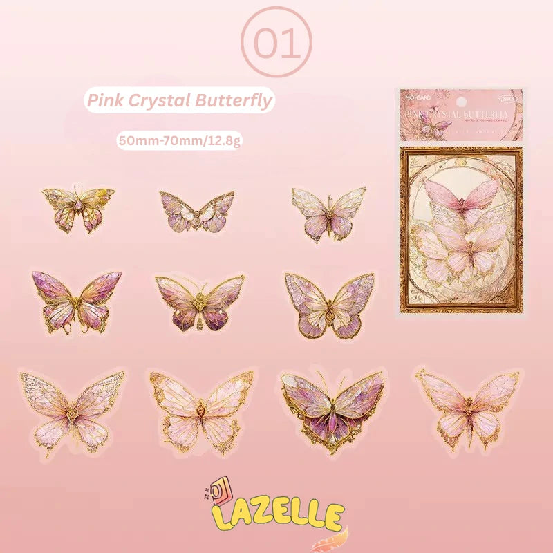 Ice Crystal Laser Gold Butterfly PET Sticker Pack
