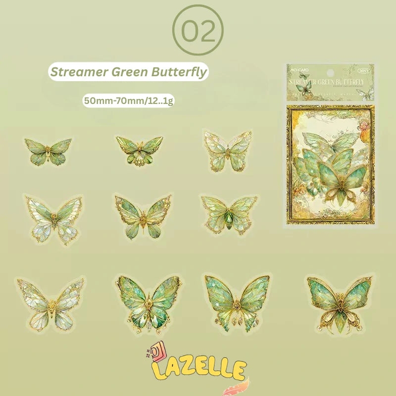 Ice Crystal Laser Gold Butterfly PET Sticker Pack