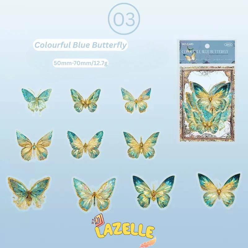 Ice Crystal Laser Gold Butterfly PET Sticker Pack