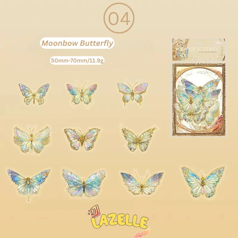 Ice Crystal Laser Gold Butterfly PET Sticker Pack