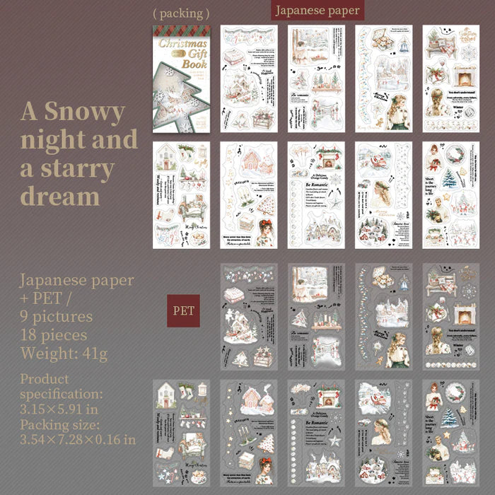 Christmas Stickers Gift Book PET Washi Characters