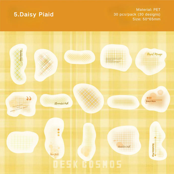 Cute Grid PET Stickers Background Set