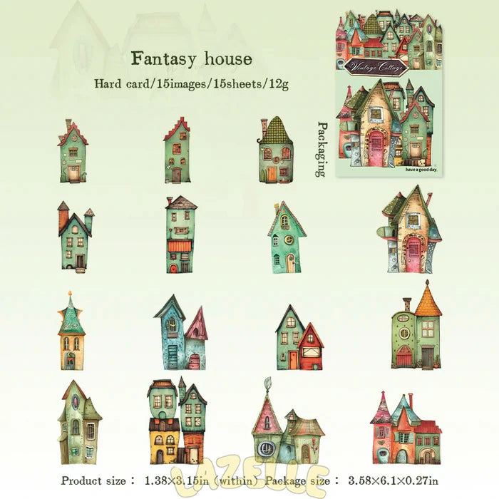 Cartoon Stickers Weird Cottage Retro