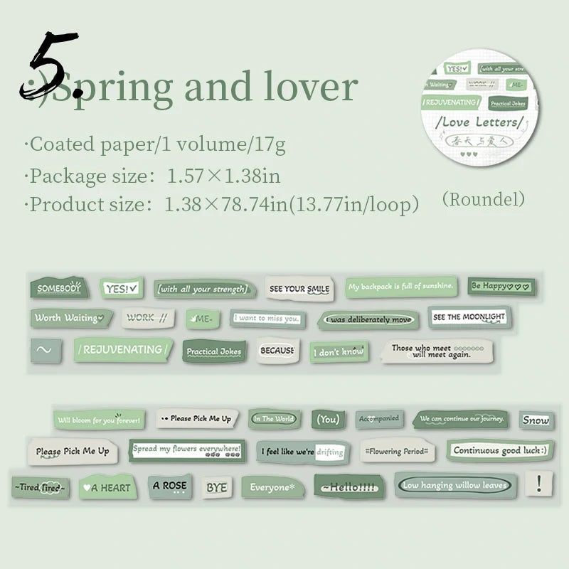 English Poem & Letter Tape Stickers – DIY Journal Pack