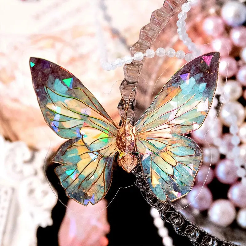Ice Crystal Laser Gold Butterfly PET Sticker Pack