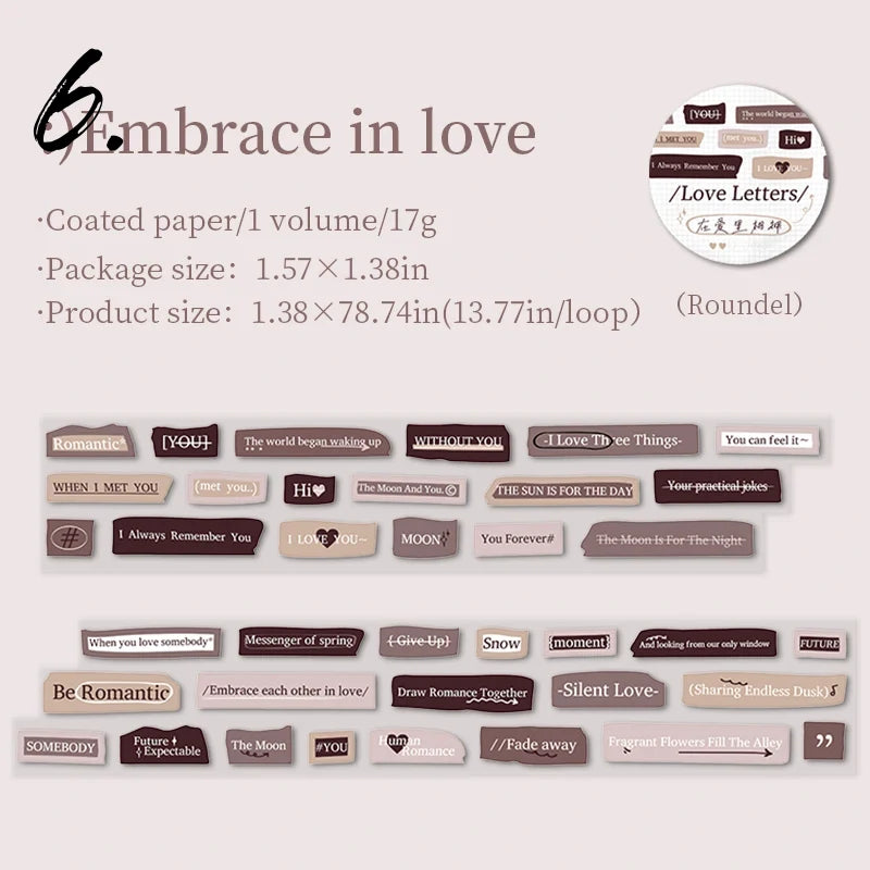English Poem & Letter Tape Stickers – DIY Journal Pack