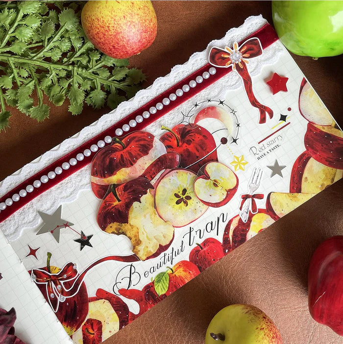 Vintage Floral PET Tape Apple Star Plant Fruit
