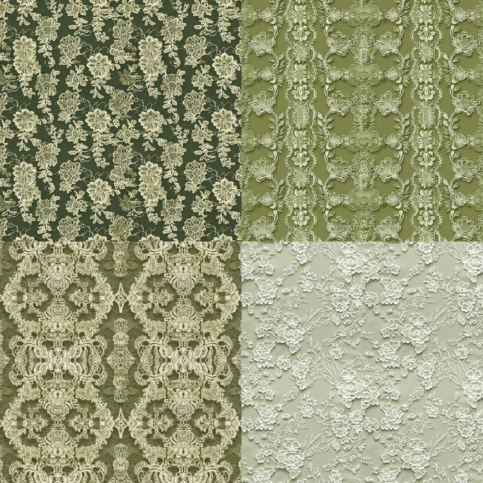 Vintage Background Paper Green Lace Craft Pack