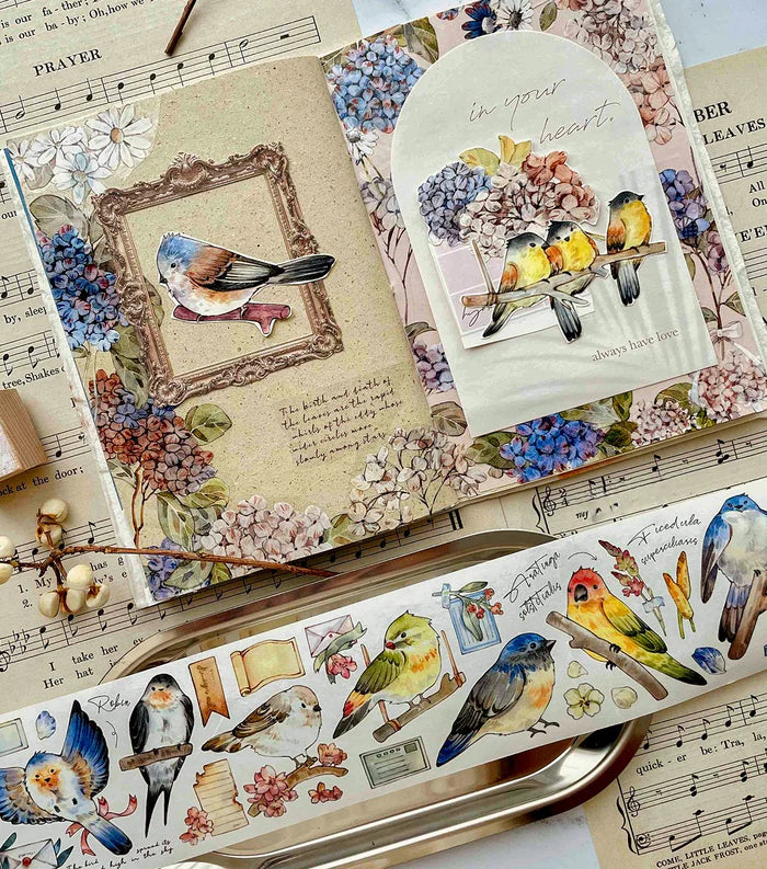Bird Stickers PET Tape Retro Animal Style