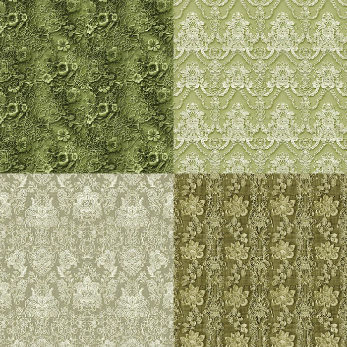 Vintage Background Paper Green Lace Craft Pack