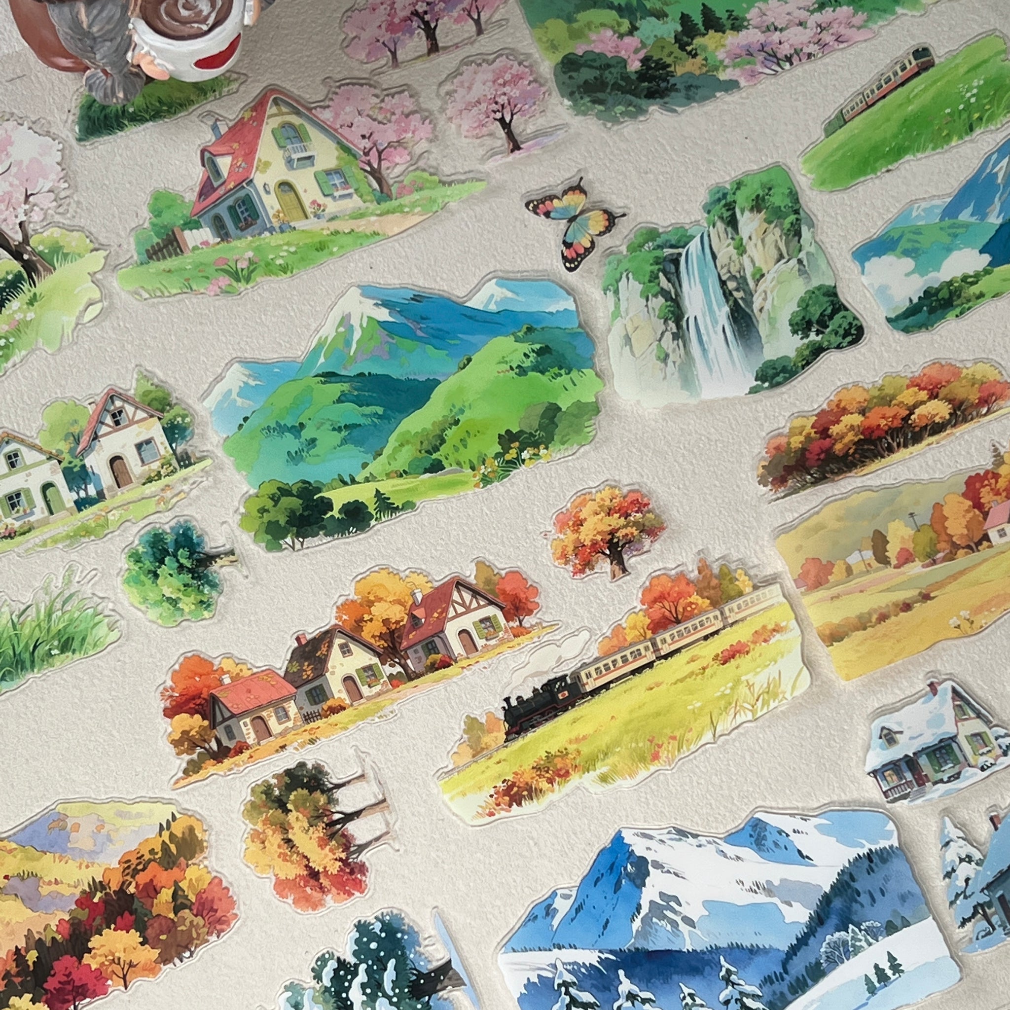Landscape Tape-Spring / Summer / Autumn / Winter Town