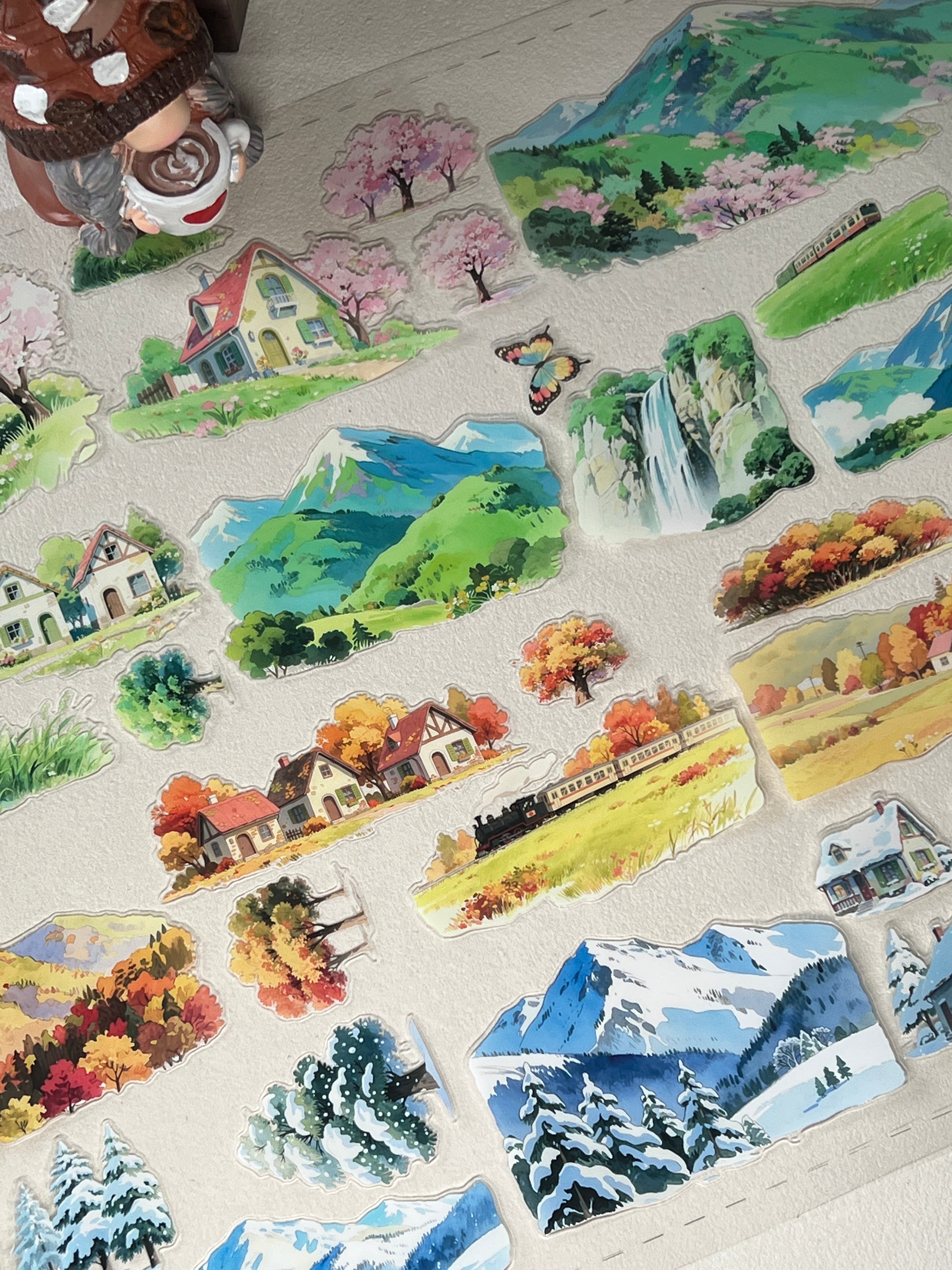 Landscape Tape-Spring / Summer / Autumn / Winter Town