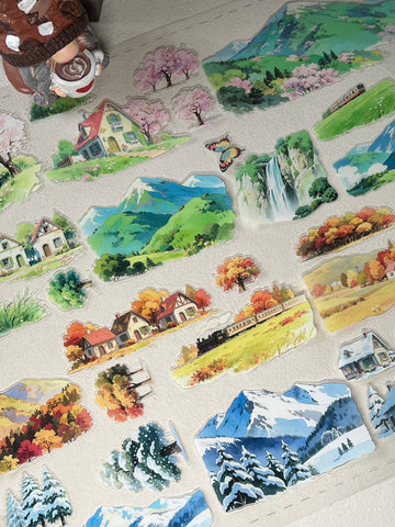 Landscape Tape-Spring / Summer / Autumn / Winter Town