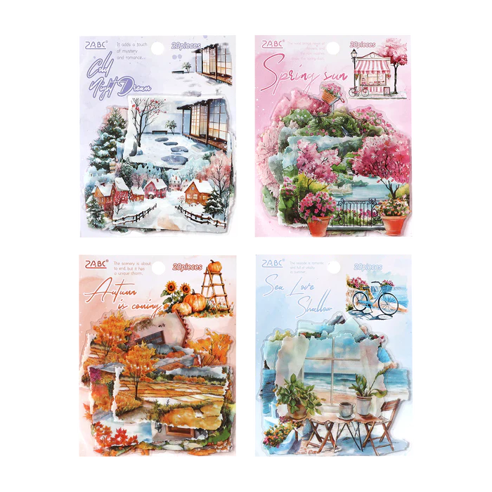 Seasonal PET Stickers Four Seasons String Song Series