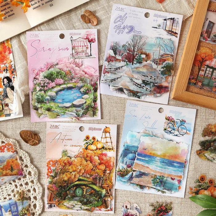 Seasonal PET Stickers Four Seasons String Song Series
