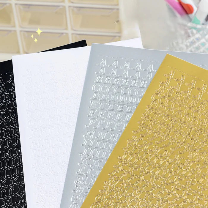 Gold and Silver Foil Alphabet Stickers for DIY Journaling and Scrapbooking