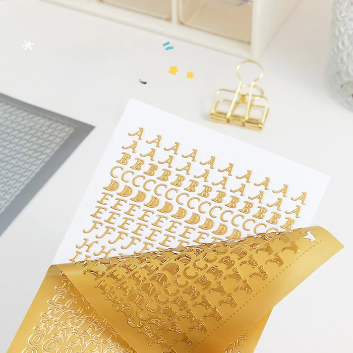 Gold and Silver Foil Alphabet Stickers for DIY Journaling and Scrapbooking