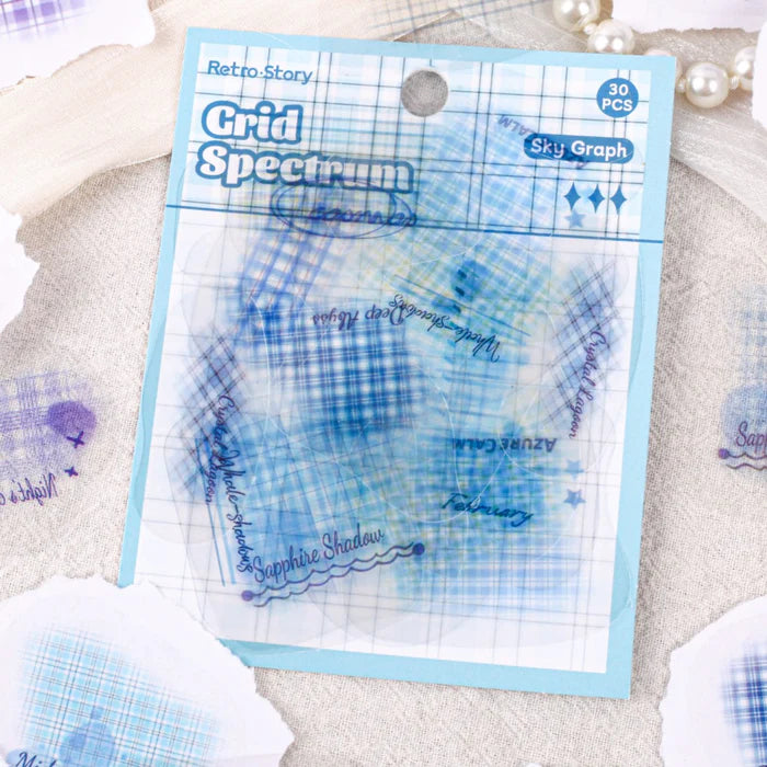 Cute Grid PET Stickers Background Set