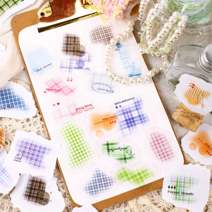 Cute Grid PET Stickers Background Set