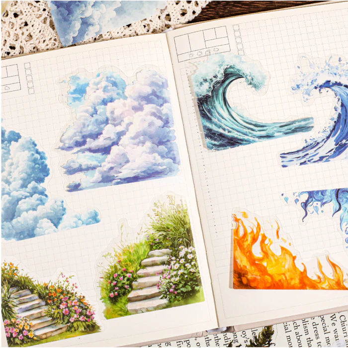 Nature Series PET Stickers Floral Forest Sky Ocean Elements