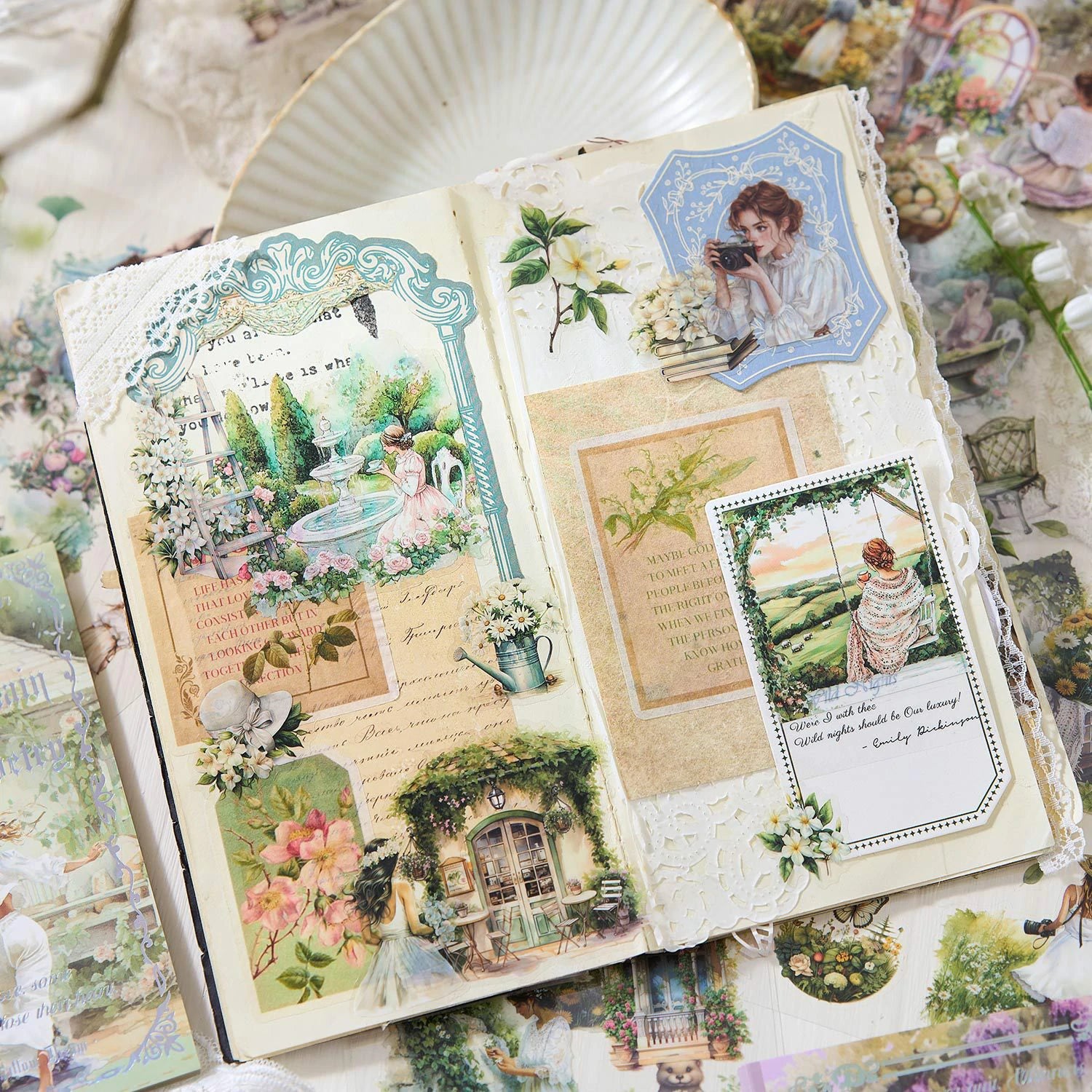 Retro Girl Character Theme Sticker Book