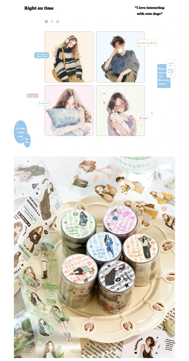 Watercolor Character PET Tape