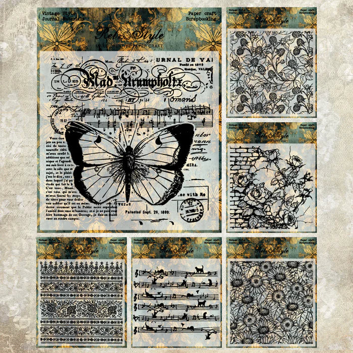 Botanical Silicone Stamps Butterfly Sonata Retro Wall Rose