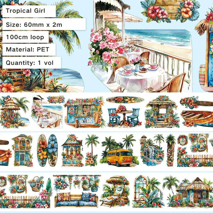 Tropical Girl PET Tape Hot Island Travel
