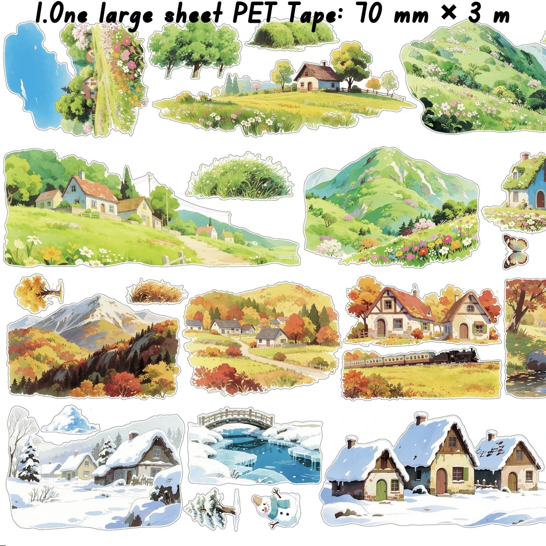 Landscape Tape-Spring / Summer / Autumn / Winter Town